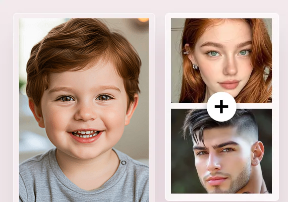 Zwei Elternfotos und das Baby, das unser Generator daraus vorhersagt