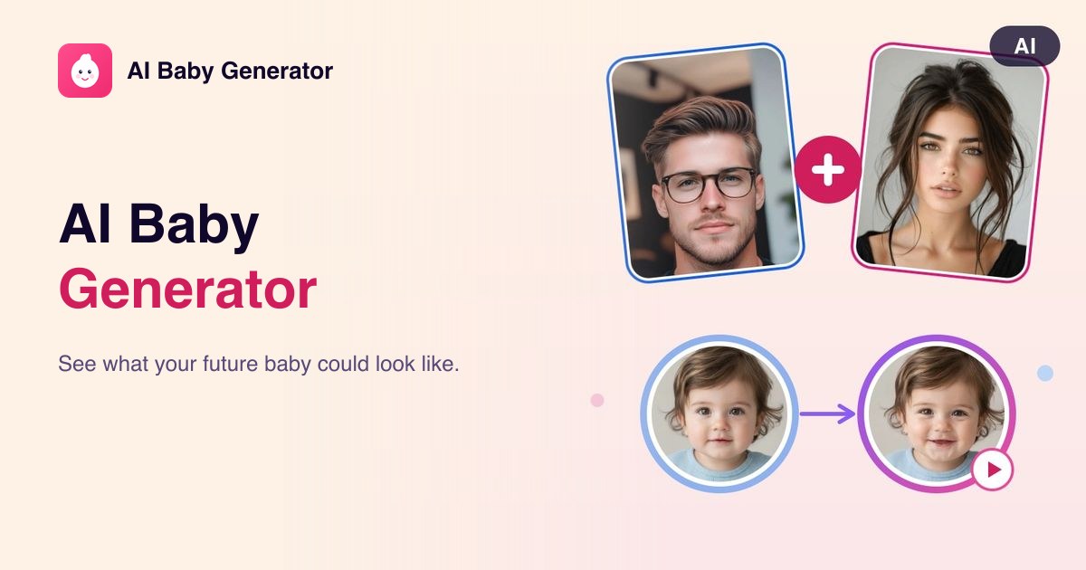 Screenshot of AI Baby Generator.ai, Blend two parent photos into a realistic preview of your future baby